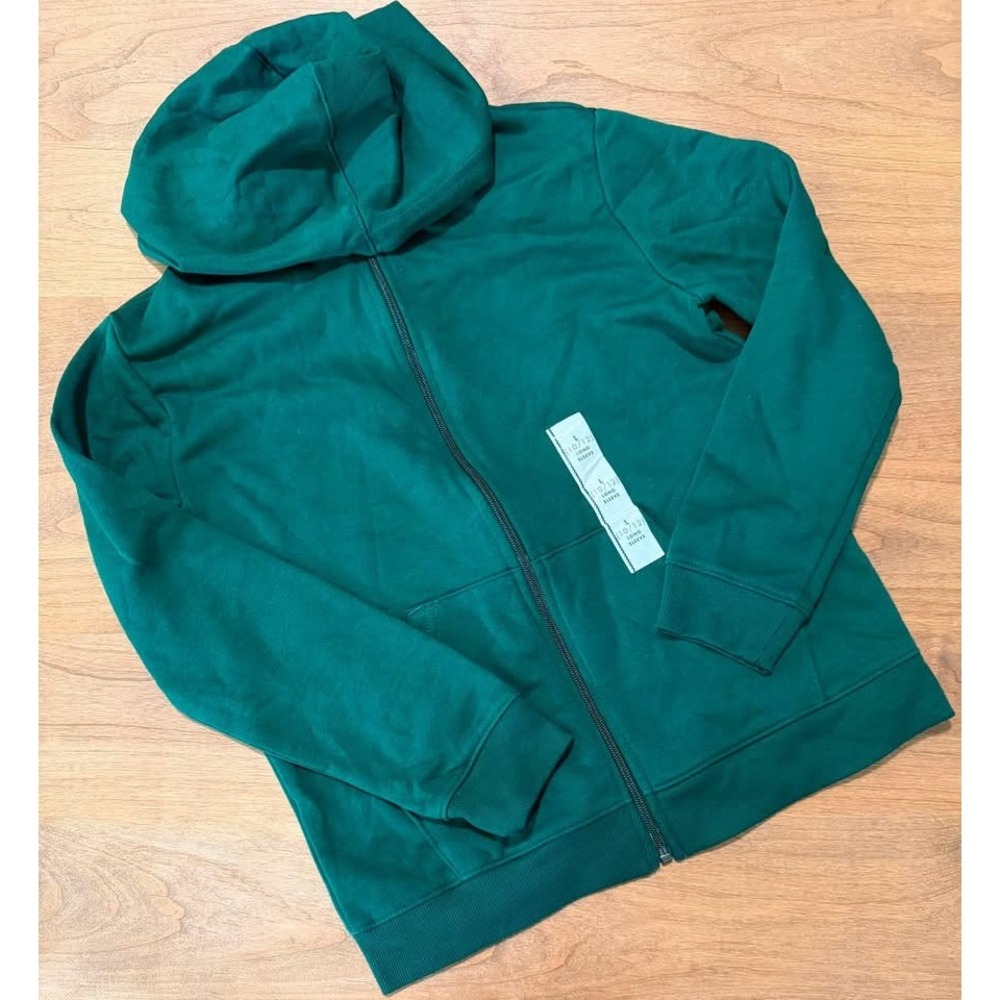 Cat & Jack Boys Green Full Zip Hoodie Sweatshirt Size L 10/12 NWT